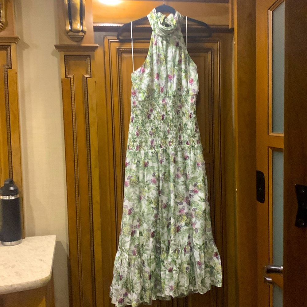 NWOT Cinq a Sept Cotton & Silk Dover Sleeveless Halter Midi Tea Dress Size 12 - Picture 6 of 15